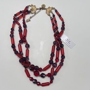 Isaac Mizrahi Scarlet and Plum Beaded Necklace